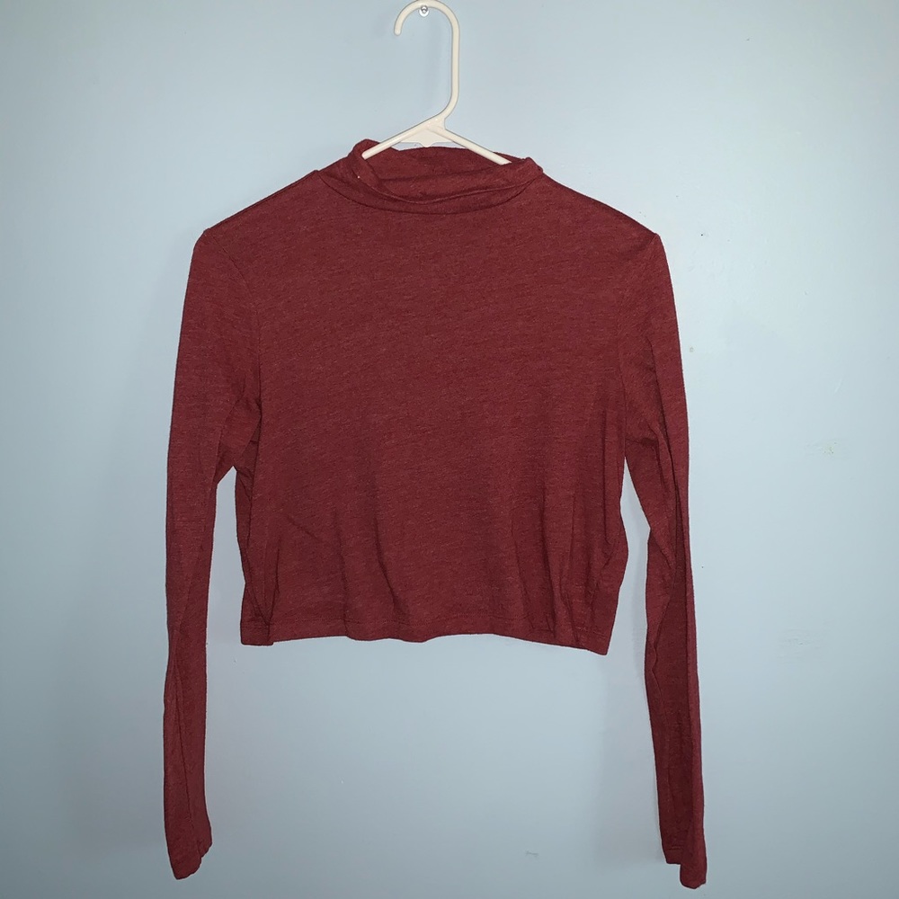 Red turtle neck crop top